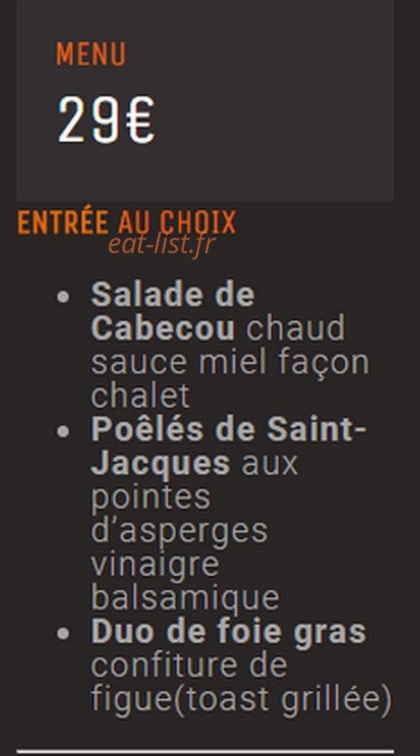 Le Chalet des Moissons — carte page 4