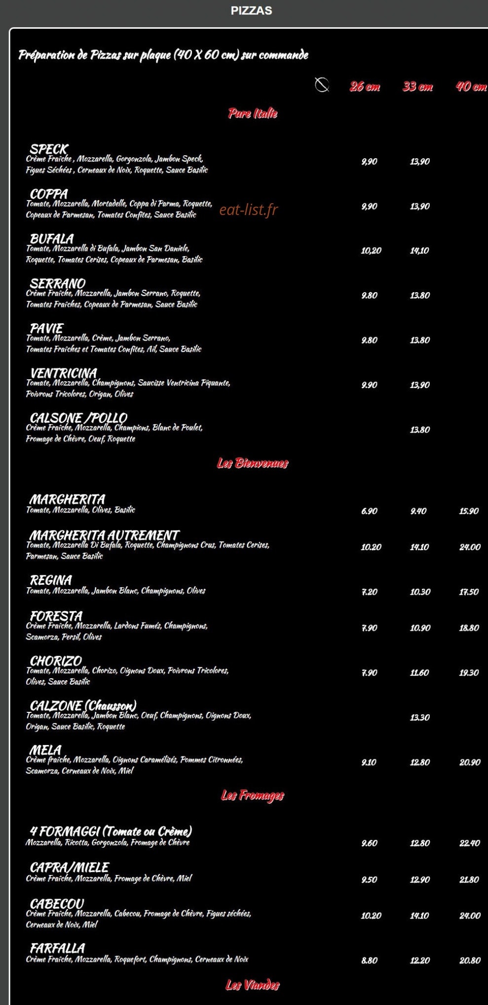 Pizza Autrement — carte page 1