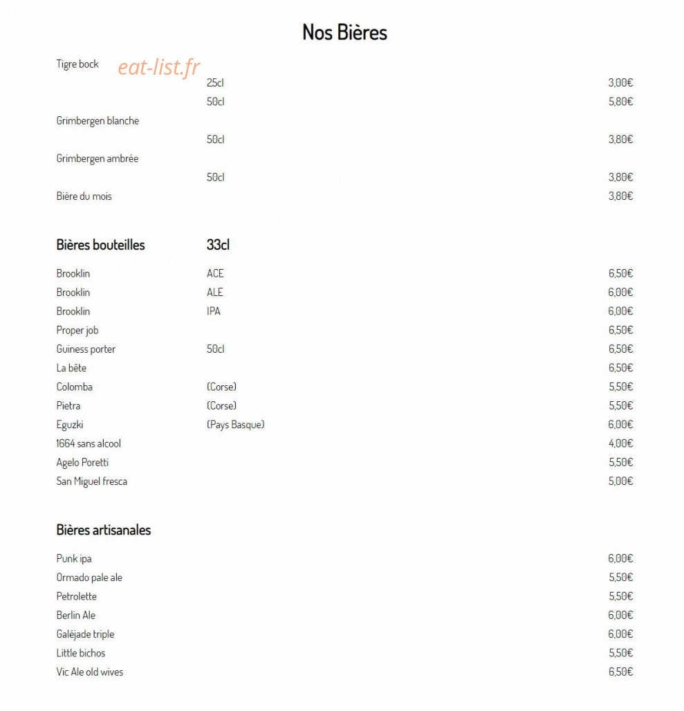 Carte et menu de Boqueria la Quinta à Quint Fonsegrives — Bières