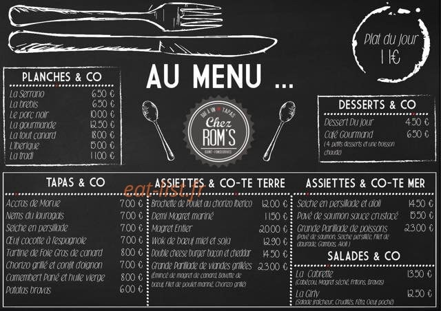 Chez Rom'S — carte page 1