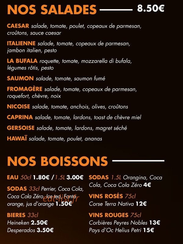 Dany's Pizza — carte page 4