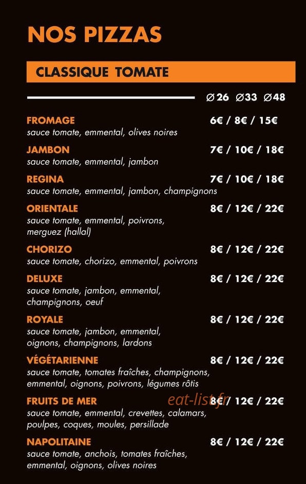 Dany's Pizza — carte page 1