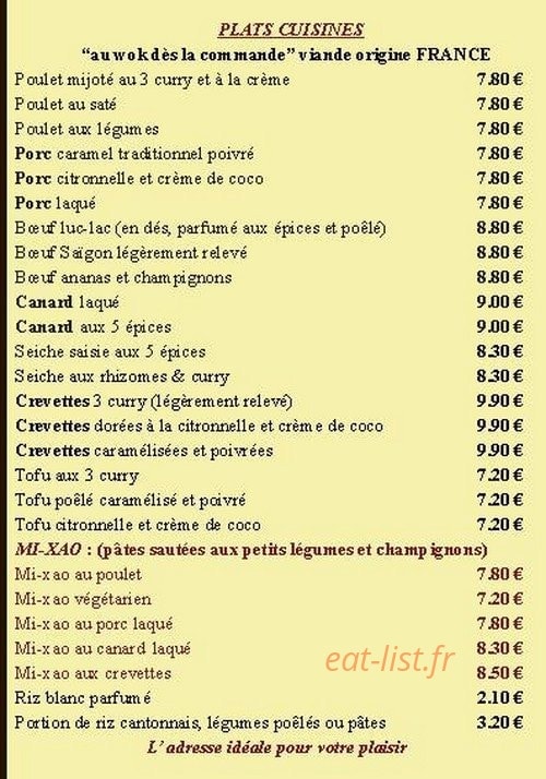 Carte et menu de Zenazia à Quint Fonsegrives — Plats