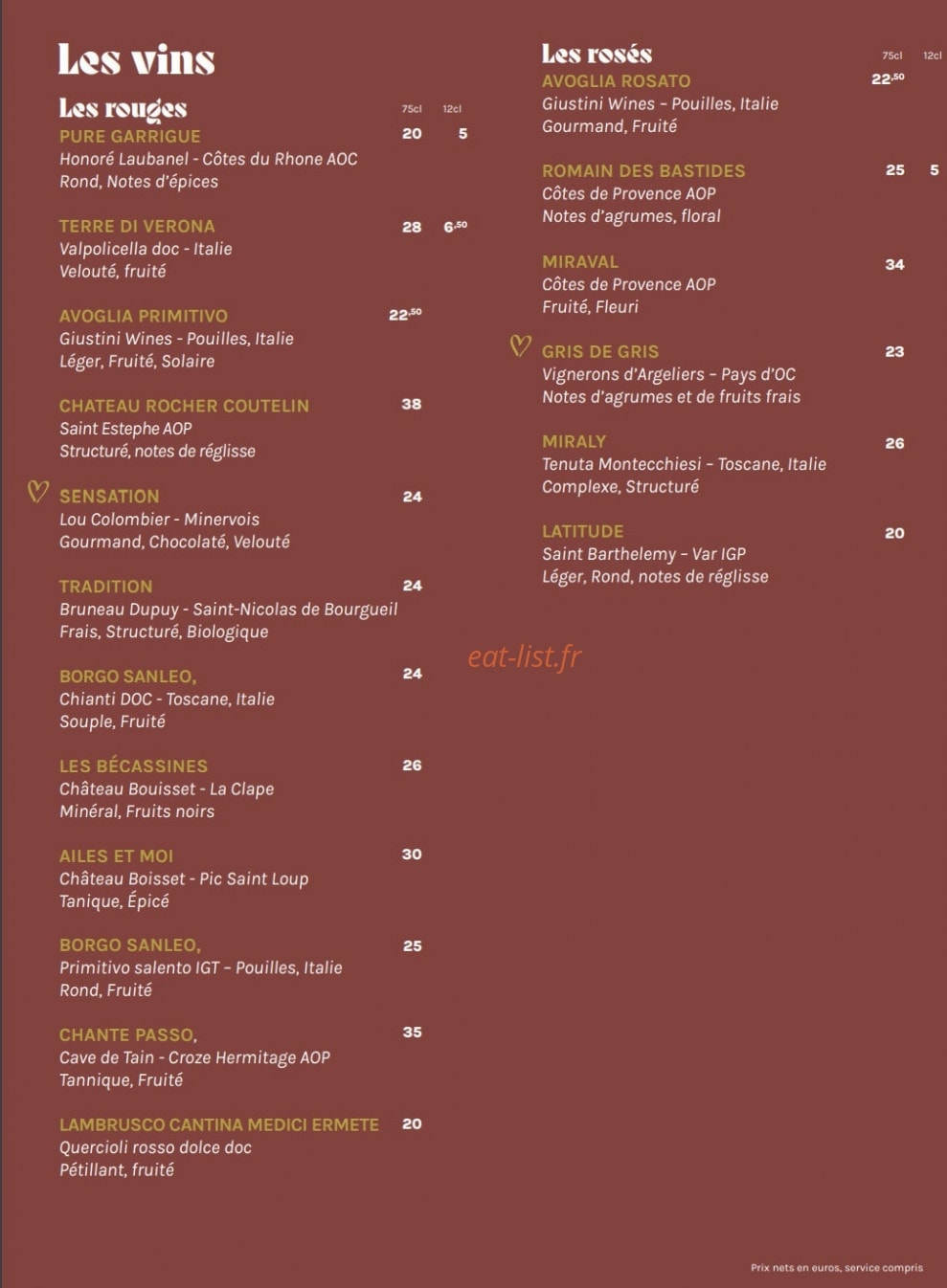 Le Lieu Trattoria — carte page 7