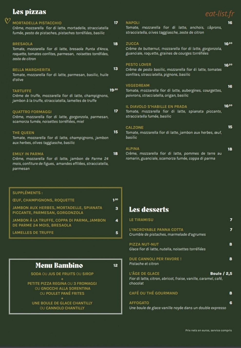 Le Lieu Trattoria — carte page 2