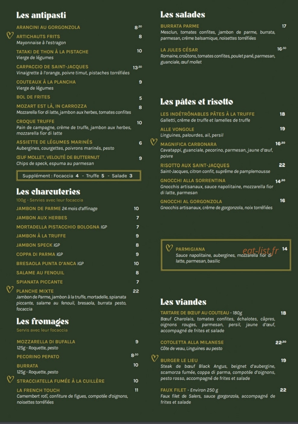 Le Lieu Trattoria — carte page 3