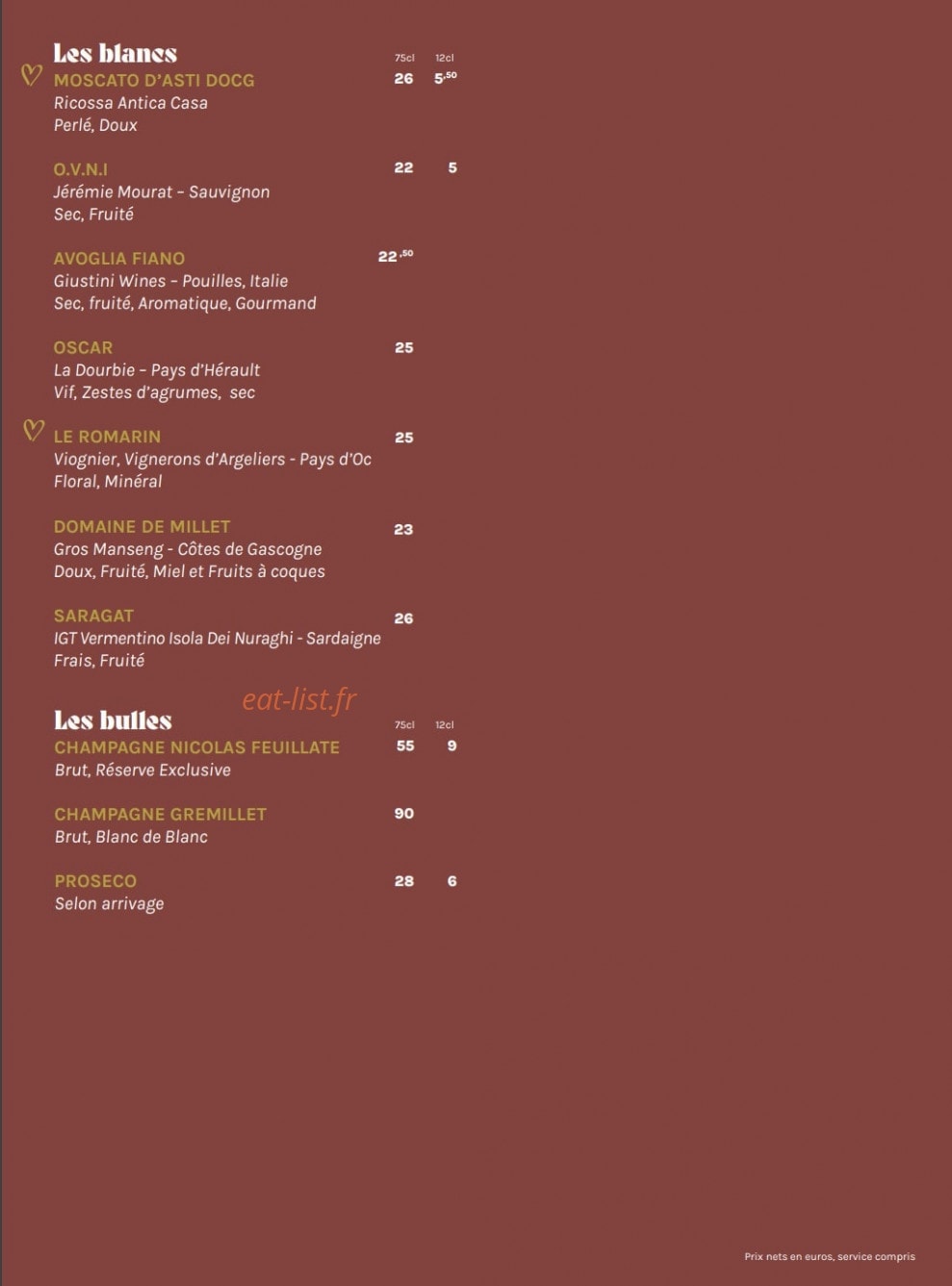 Le Lieu Trattoria — carte page 8