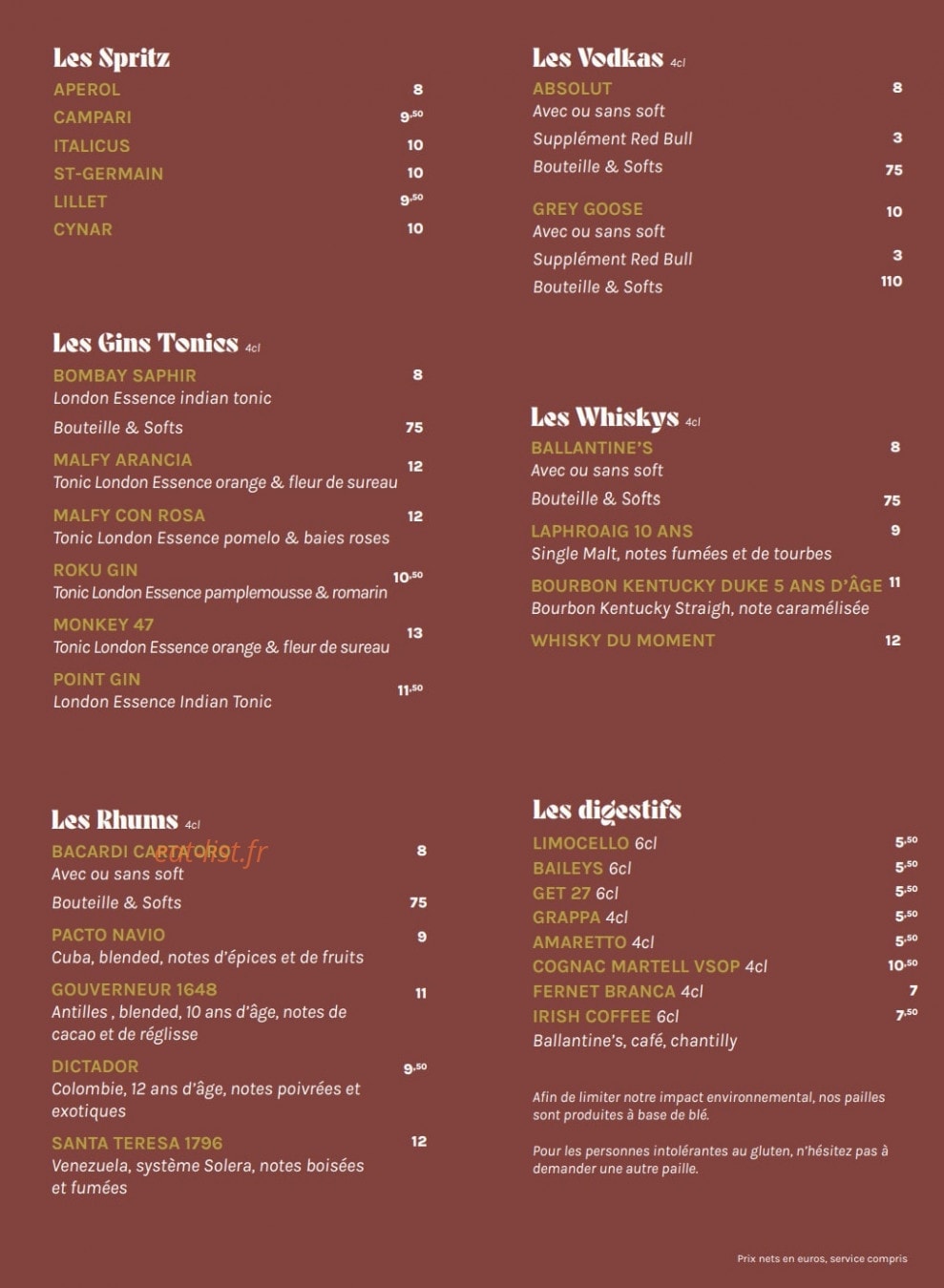 Le Lieu Trattoria — carte page 6
