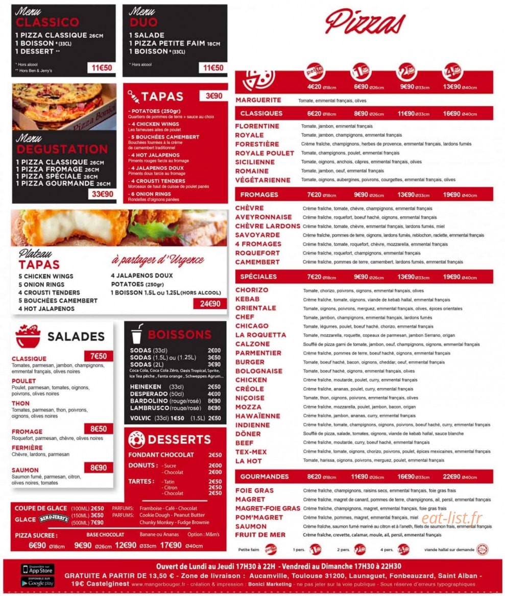 Pizza Bonici — carte page 1
