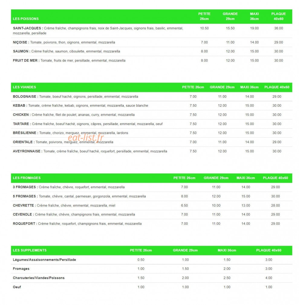 Pizza jacky — carte page 2