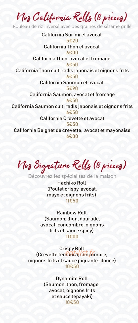 Hachikō Sushi — carte page 2