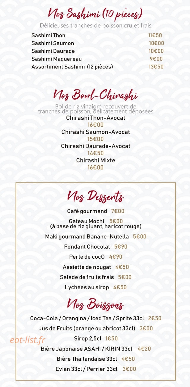 Hachikō Sushi — carte page 3