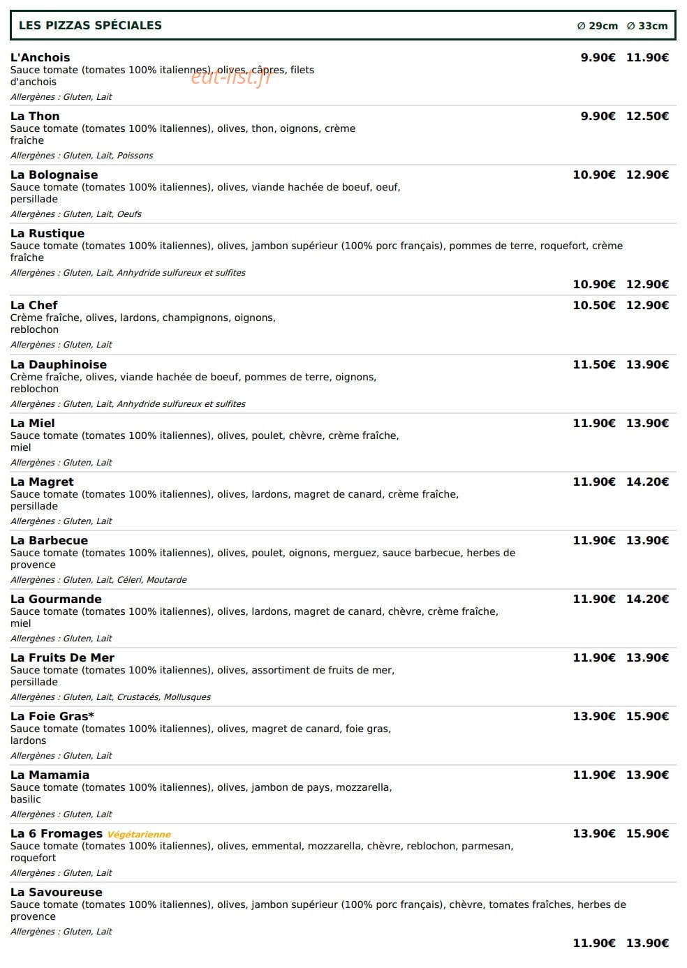 Le Kiosque à Pizzas — carte page 3