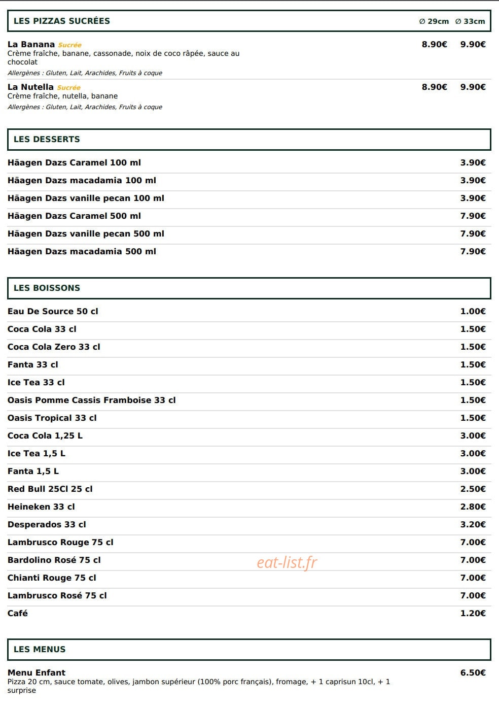Le Kiosque à Pizzas — carte page 5