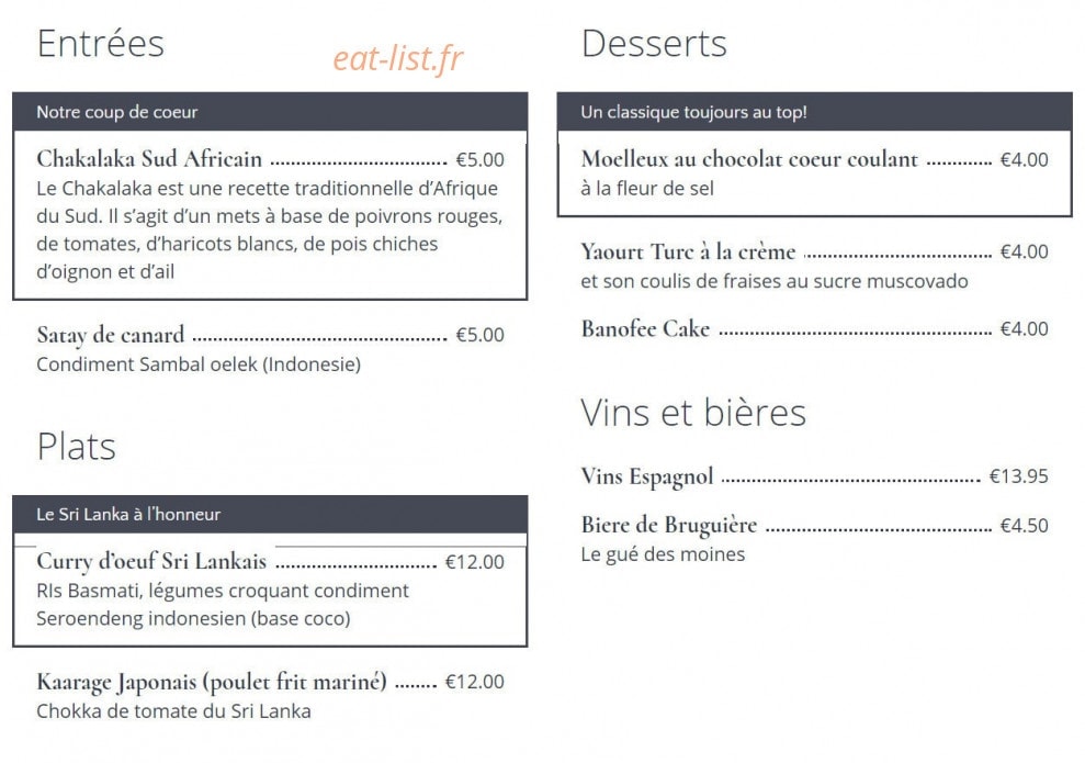 Le Mange Monde — carte page 1