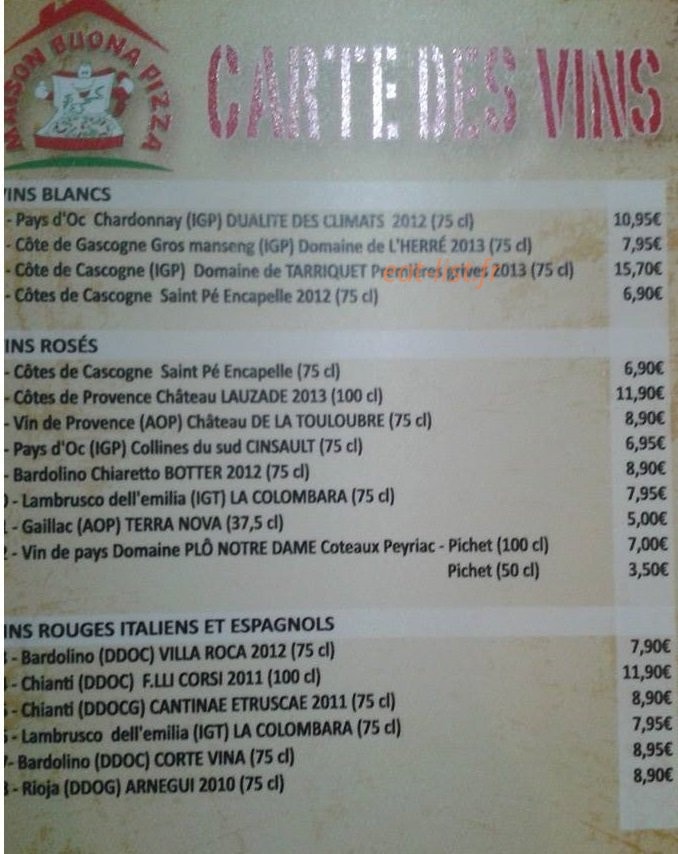 Maison Buona Pizza — carte page 8
