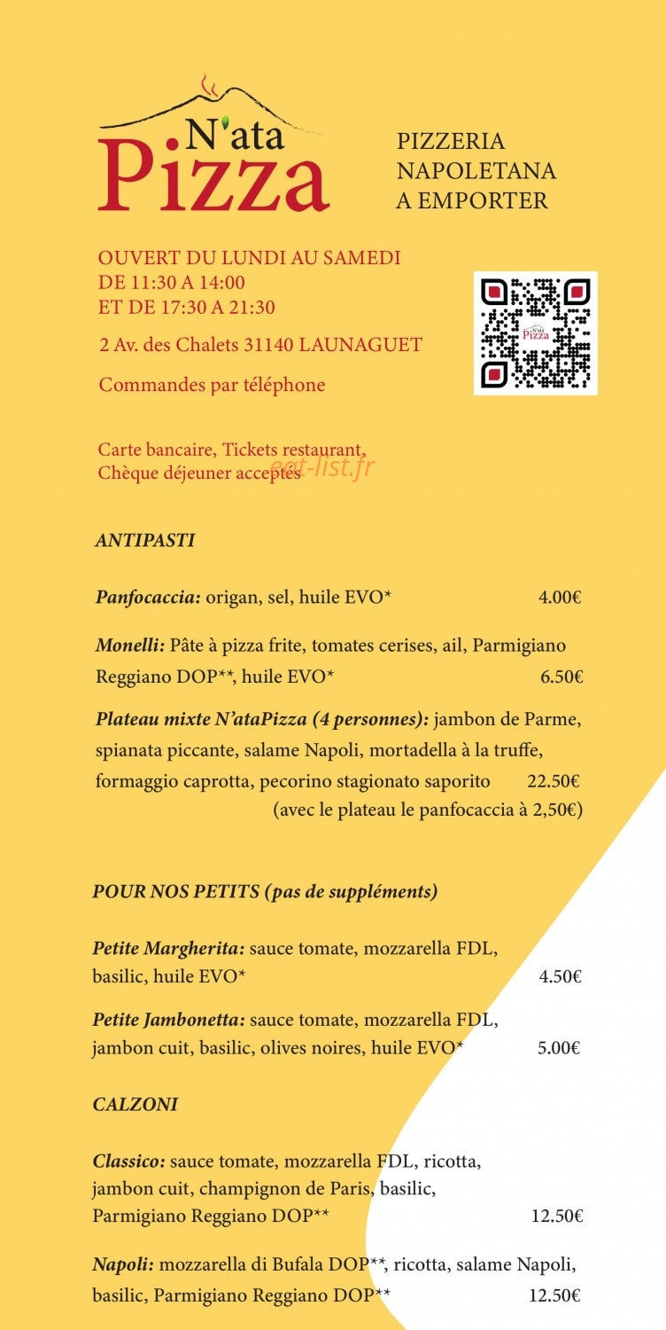 N'ataPizza — carte page 1