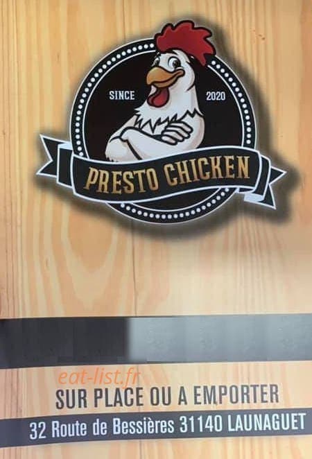 Presto chicken — carte page 1