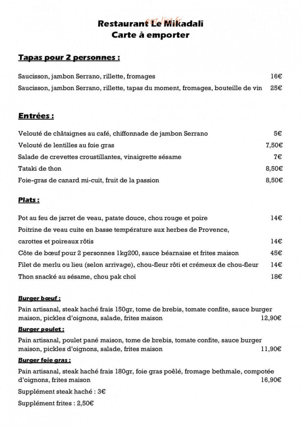 Le Mikadali — carte page 1