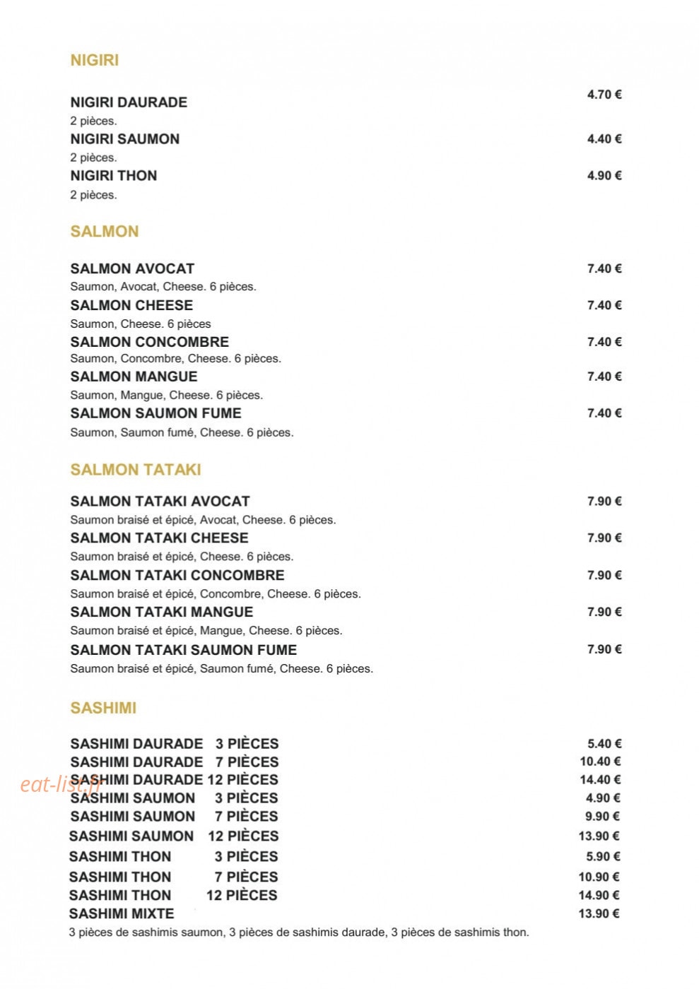 Original Sushi — carte page 6