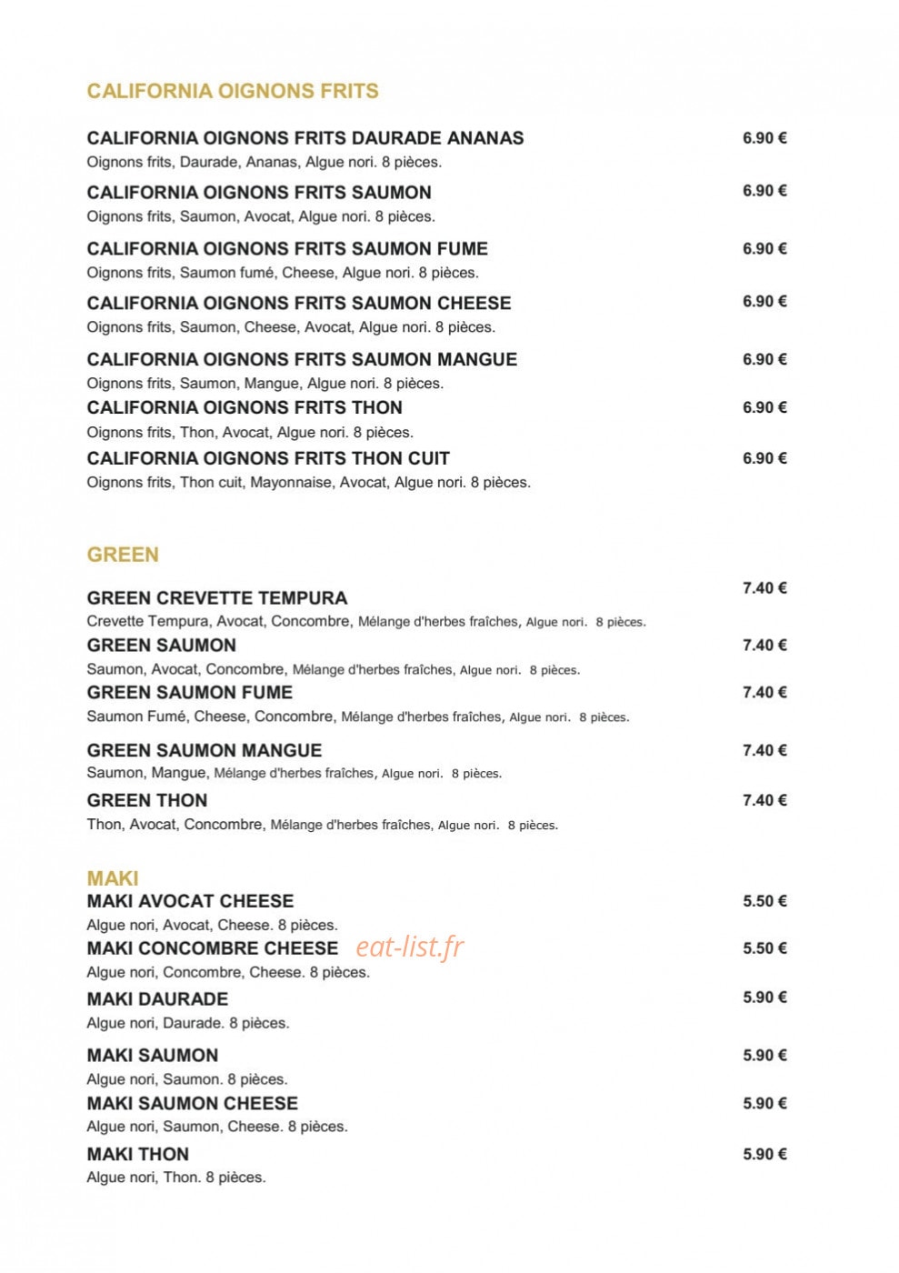 Original Sushi — carte page 5
