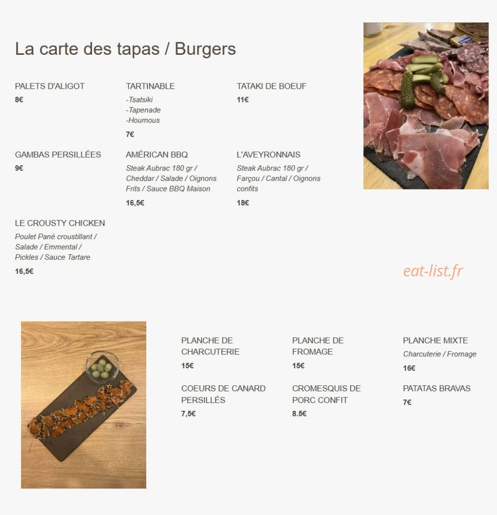 Au P'tit Resto — carte page 2
