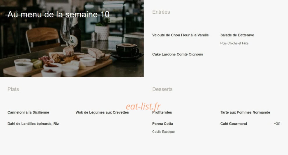 Au P'tit Resto — carte page 1