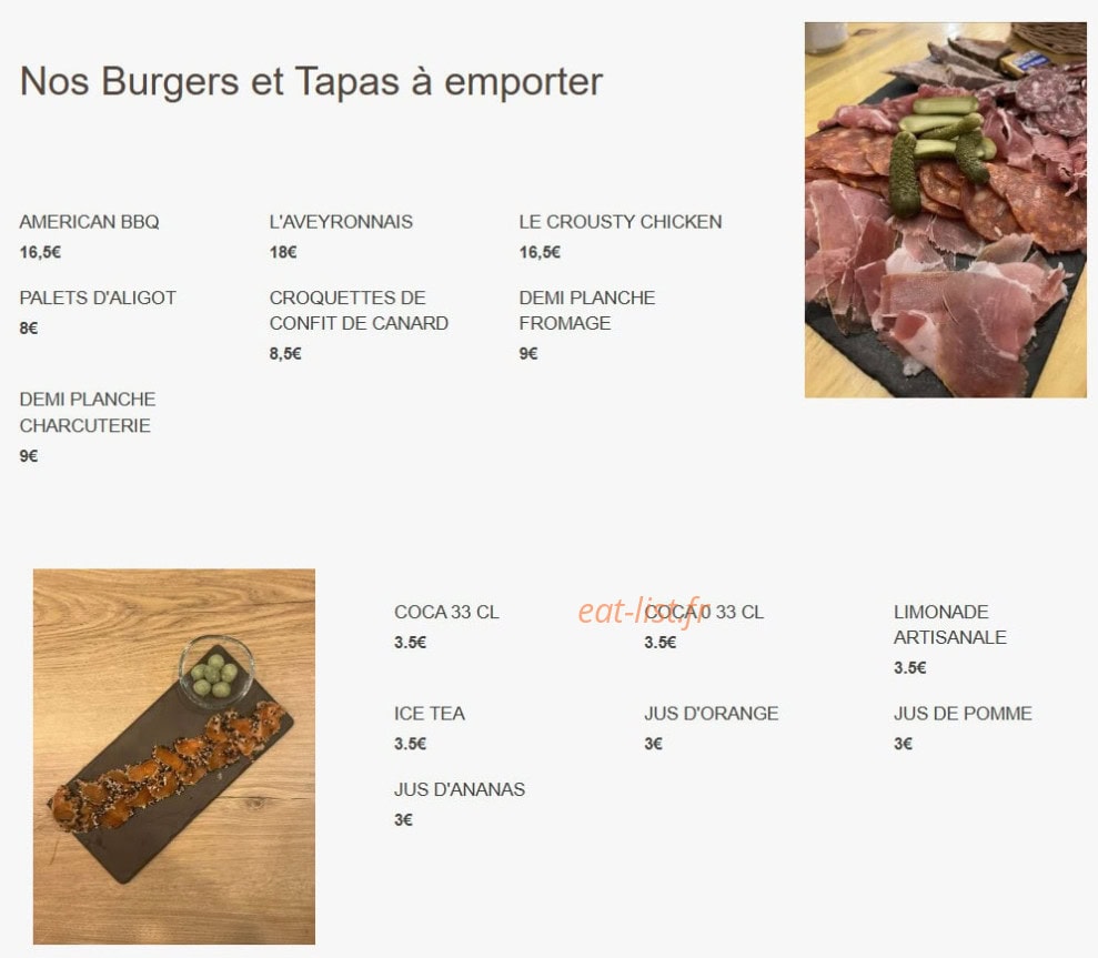 Au P'tit Resto — carte page 3