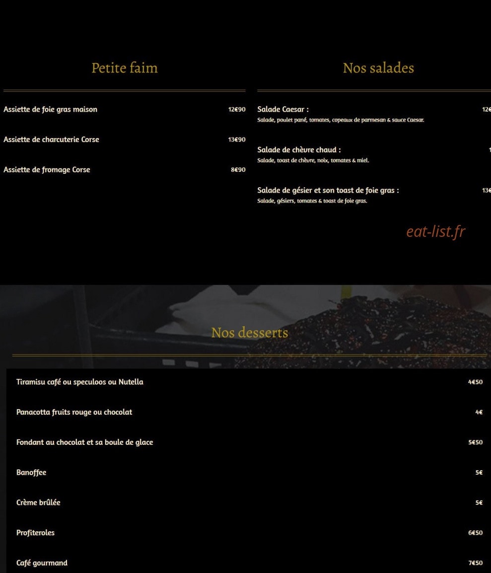 Côté Burger — carte page 2