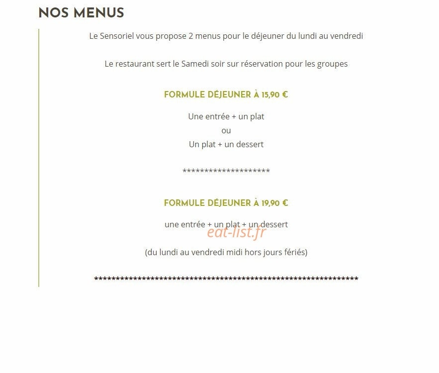 Le Sensoriel — carte page 1