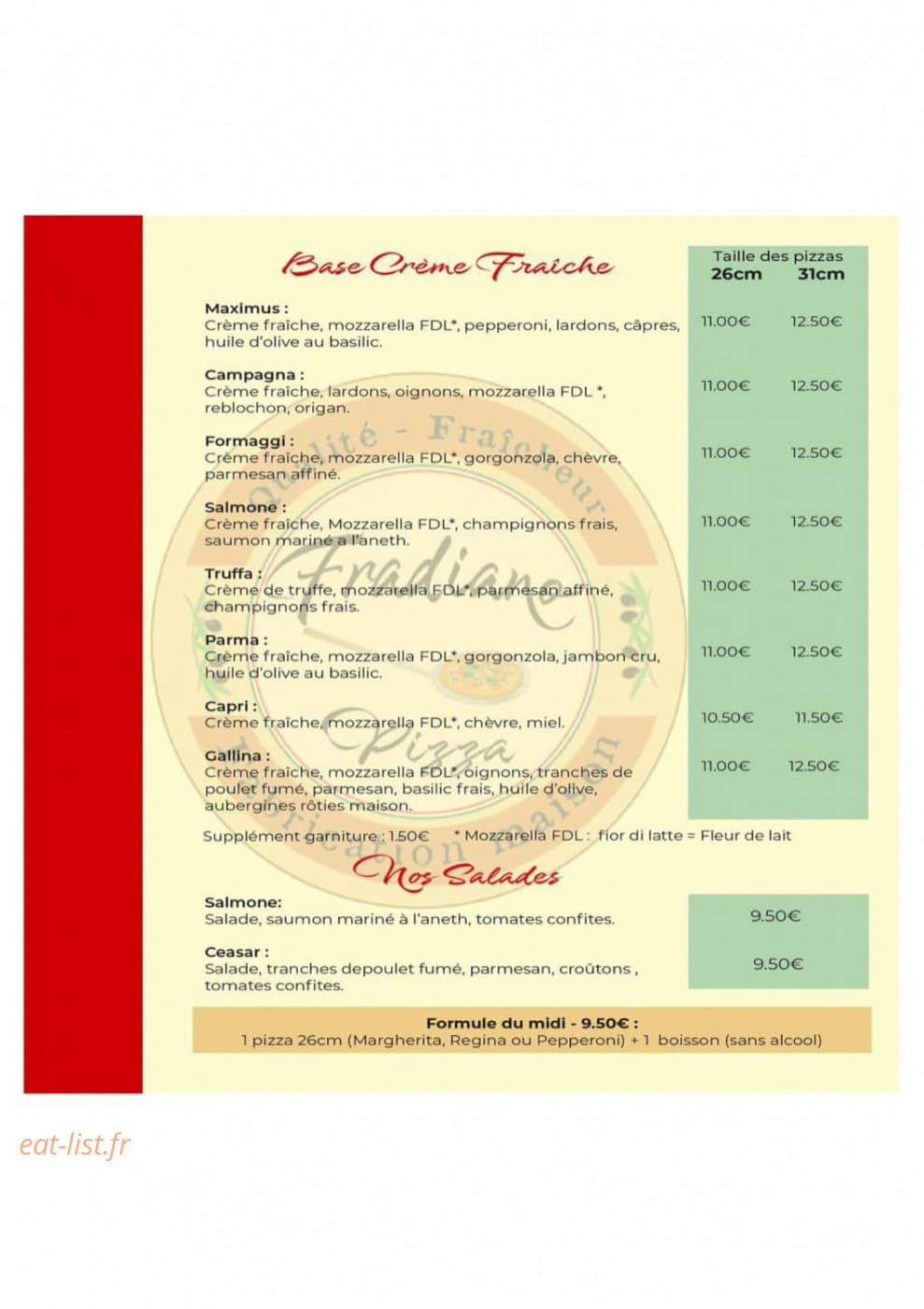 Fradiano PIzza — carte page 1