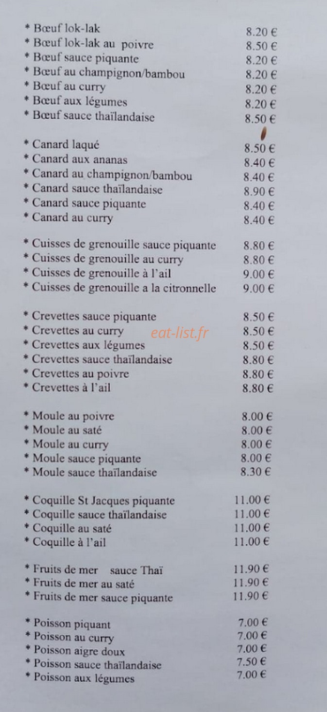 Carte et menu de Kim Phuong à Bruguieres — Les plats chauds