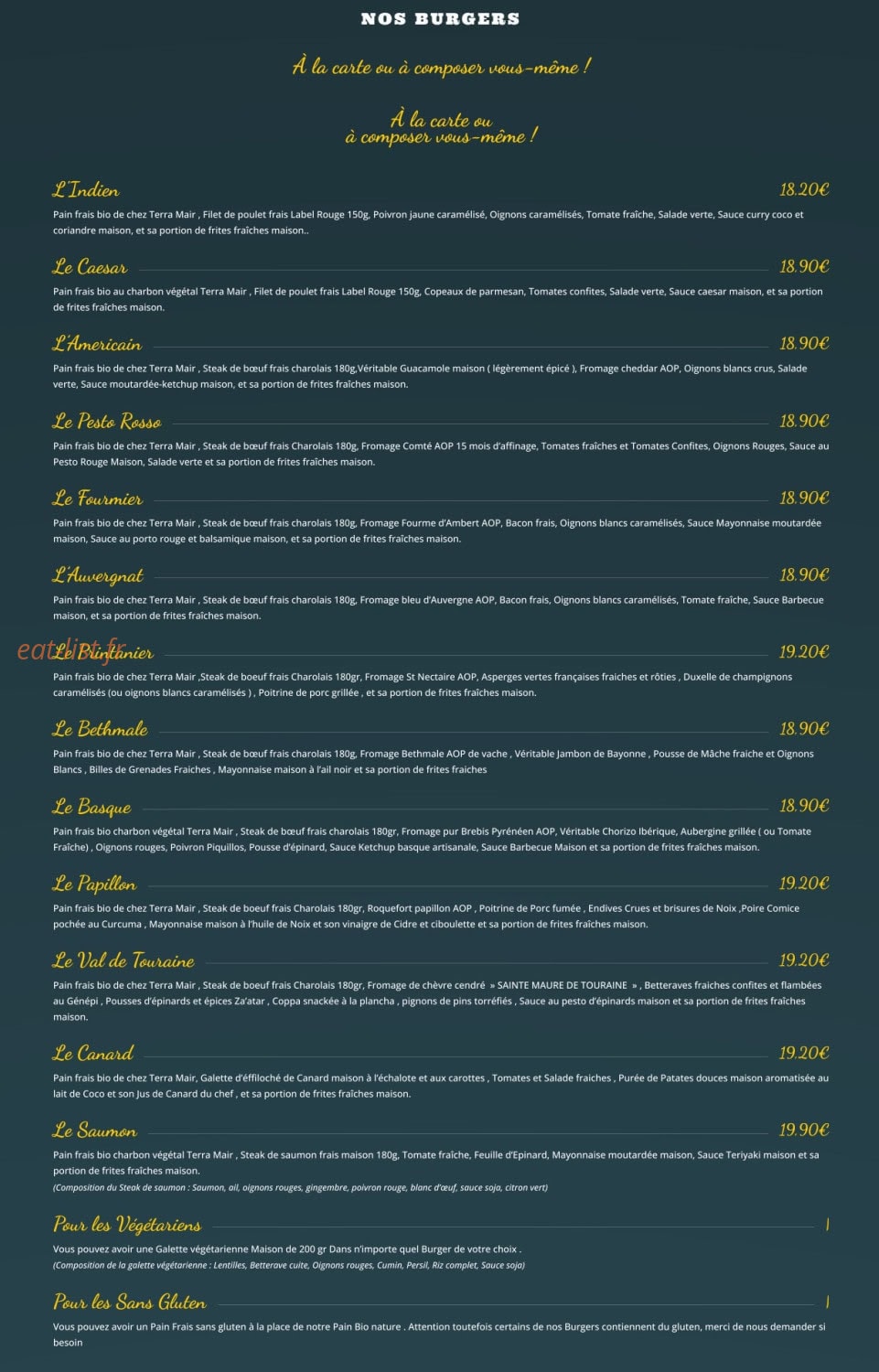 La Cassine du Burger — carte page 1