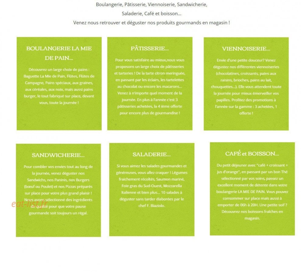 La Mie de Pain — carte page 1