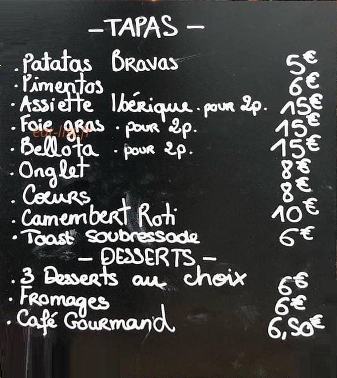 Carte et menu de Les Oies Sauvages à Bruguieres — Les tapas