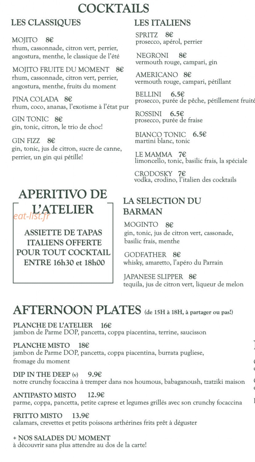 L'Atelier Gourmet — carte page 5