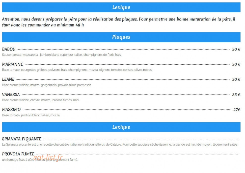 Pizza Stefano — carte page 3