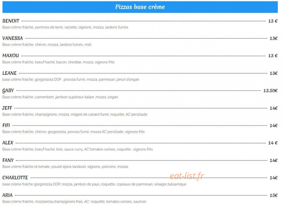 Pizza Stefano — carte page 2