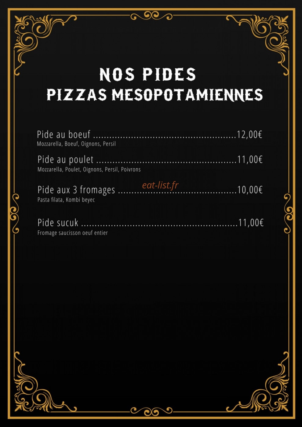 Carte et menu de Qandil Grill à Fenouillet — Les pides