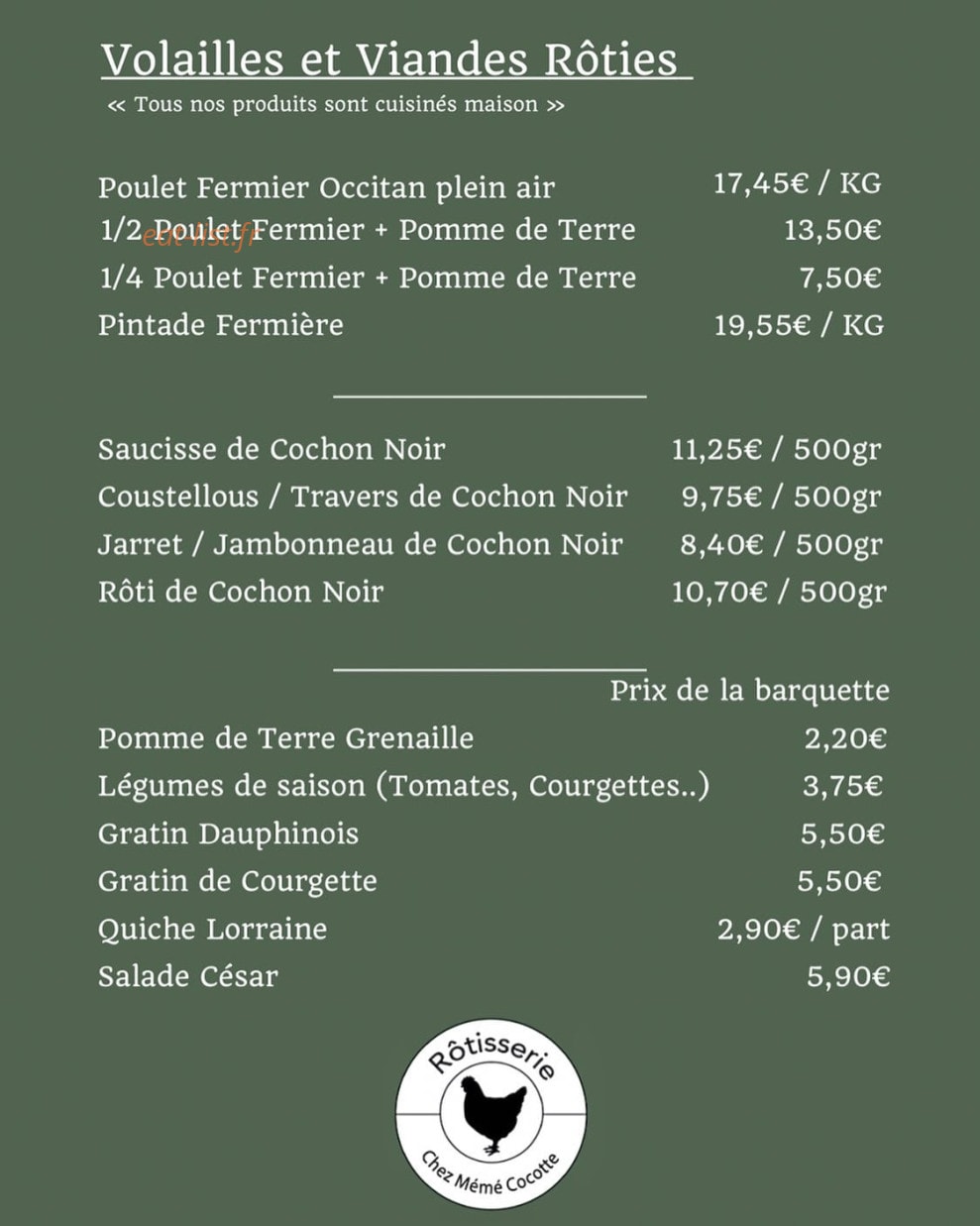 Chez Mémé Cocotte — carte page 1