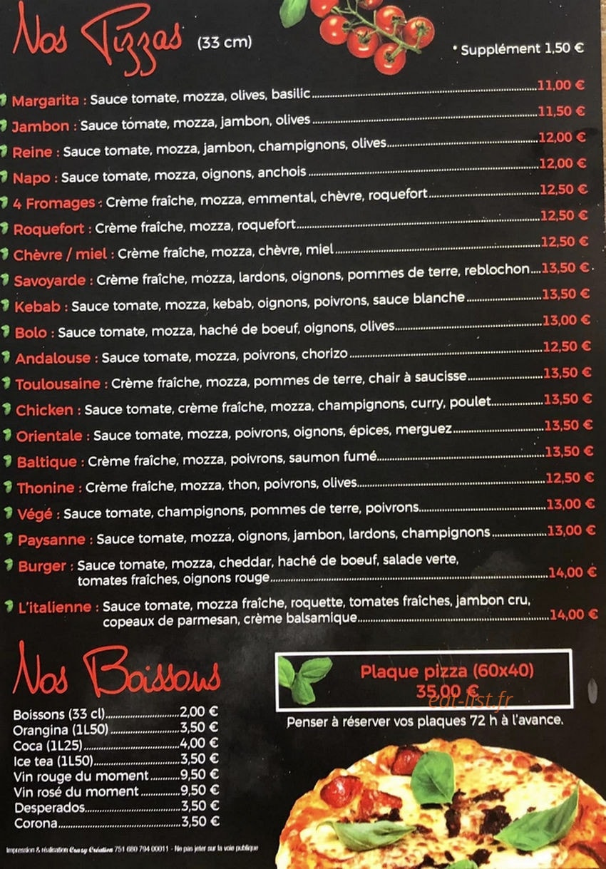 Pizza Tassoni — carte page 2