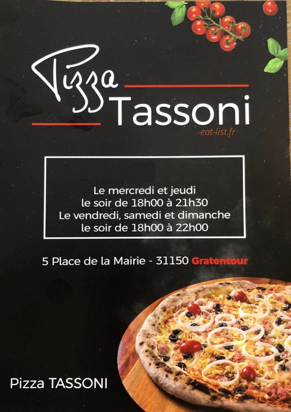Pizza Tassoni — carte page 1