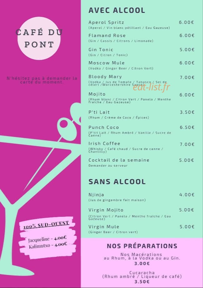 Café du Pont — carte page 2