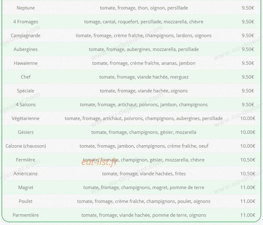 Allo Pizzas — carte page 2