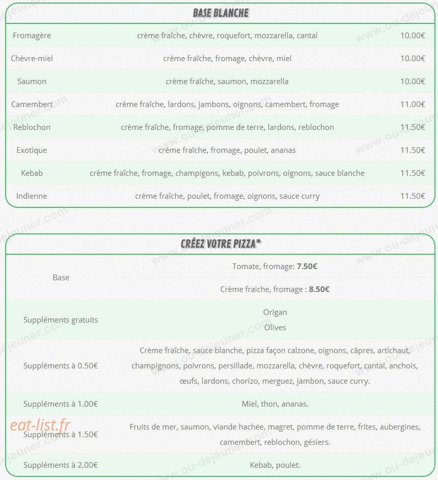Allo Pizzas — carte page 3