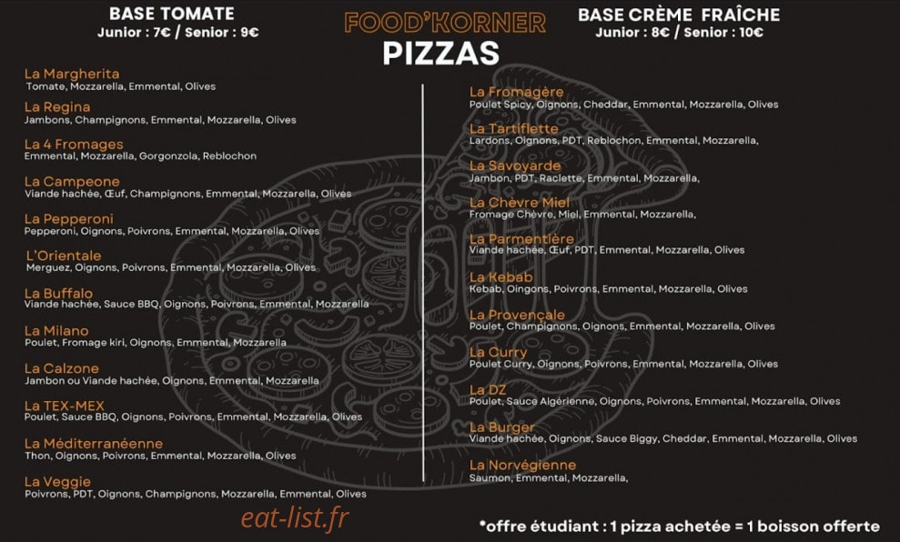 Food Korner — carte page 2