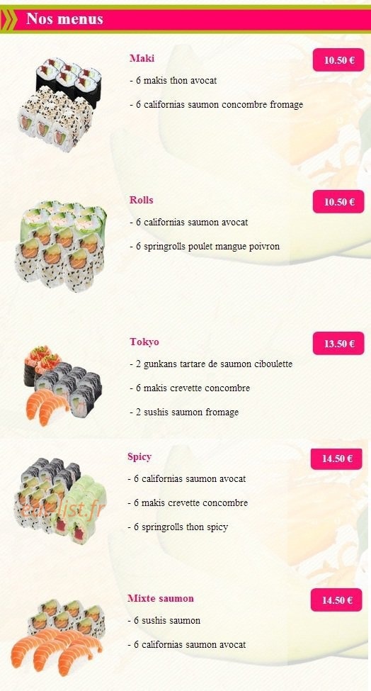 Komaki sushi — carte page 1