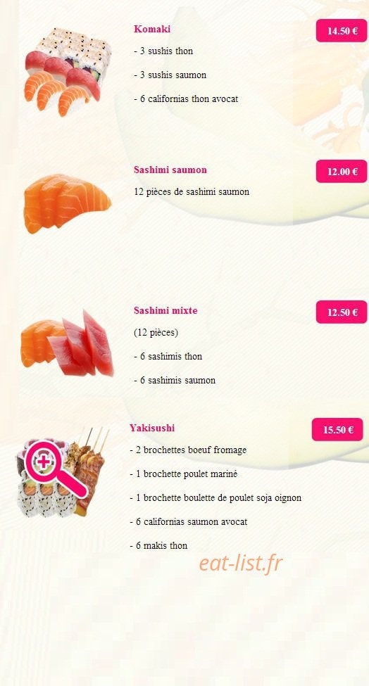 Komaki sushi — carte page 2