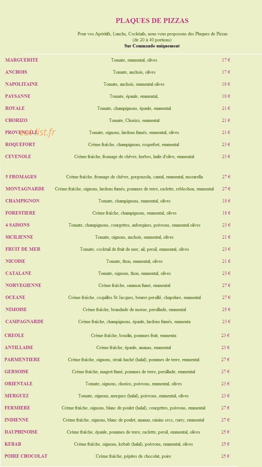 La Pizzatière — carte page 6