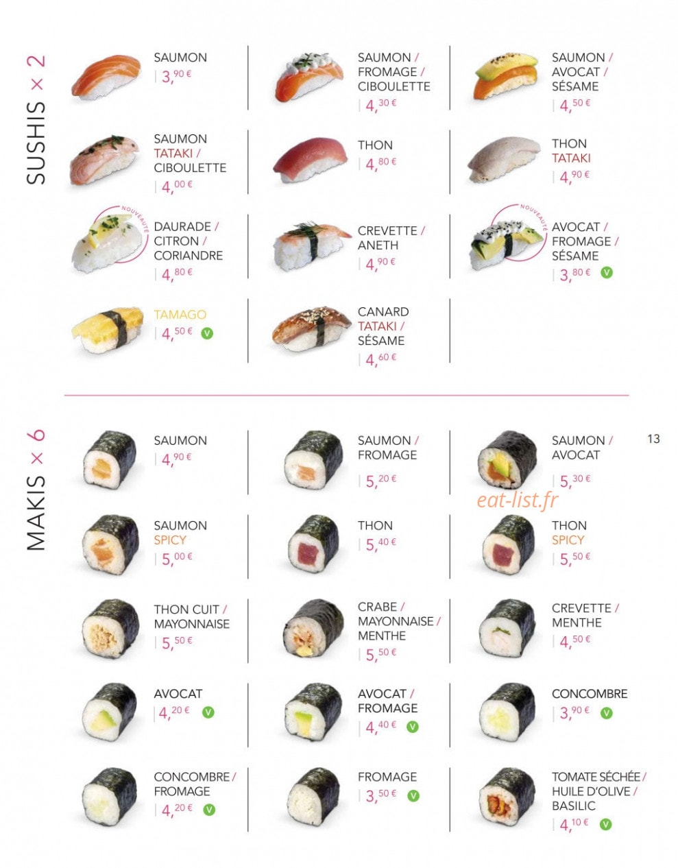 Lady Sushi — carte page 11